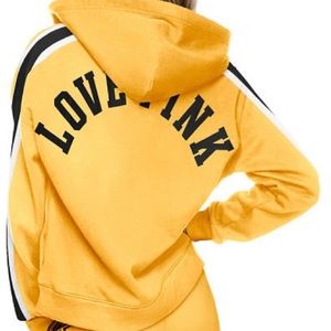 VS Pink Mustard Yellow Hooded Sweatshirt Size: Large
